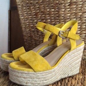 Nine West yellow suede doitright espadrille wedge7